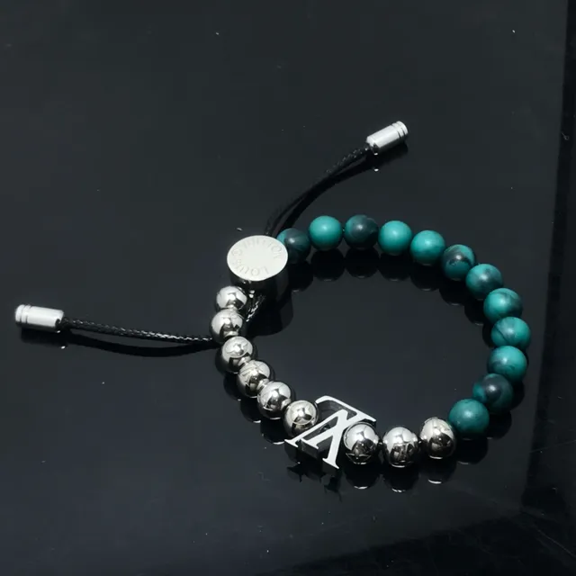 Louis Vuitton LV Pulseira de Miçangas Verde Azulado e Prata 5