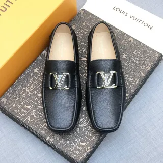 Louis Vuitton LV Buckle Loafer Black Pebbled Leather Loafers