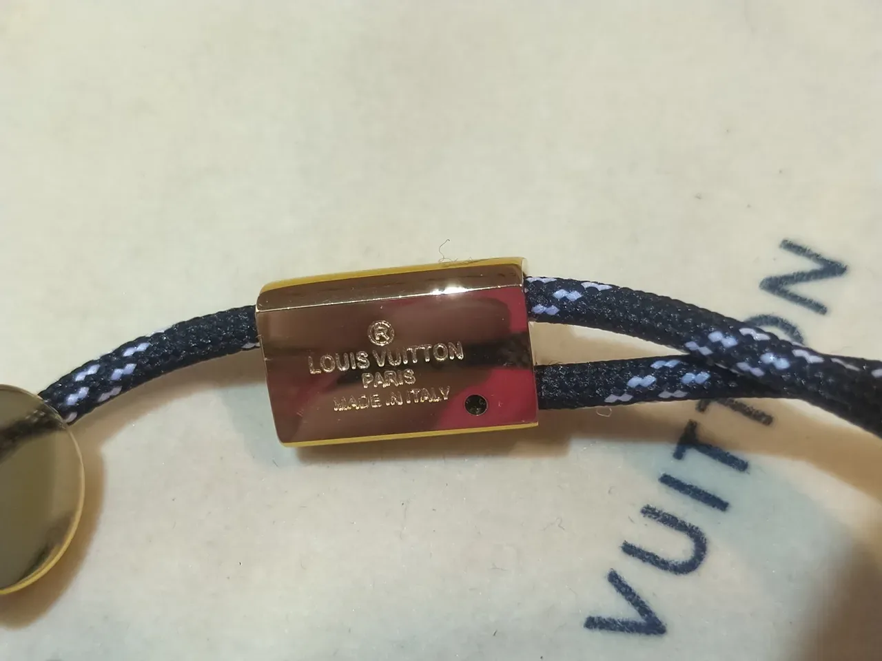 Louis Vuitton LV Circle Bracelet Black and White Braided Cord Rose Gold-Tone Metal Bracelet 2