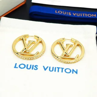 لويس فيتون LV دائرية حلقة ذهبي فضي مرصعة بالمسامير أقراط