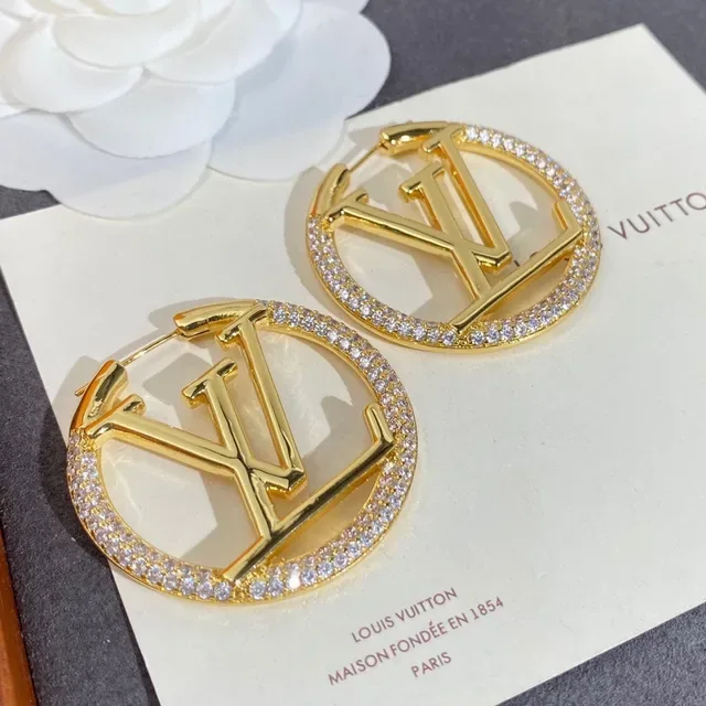 Louis Vuitton LV Circle Hoop Silver Transparent Circular Pavé Crystal Border Earrings 2