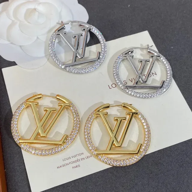 Louis Vuitton LV Circle Hoop Silver Transparent Circular Pavé Crystal Border Earrings 5