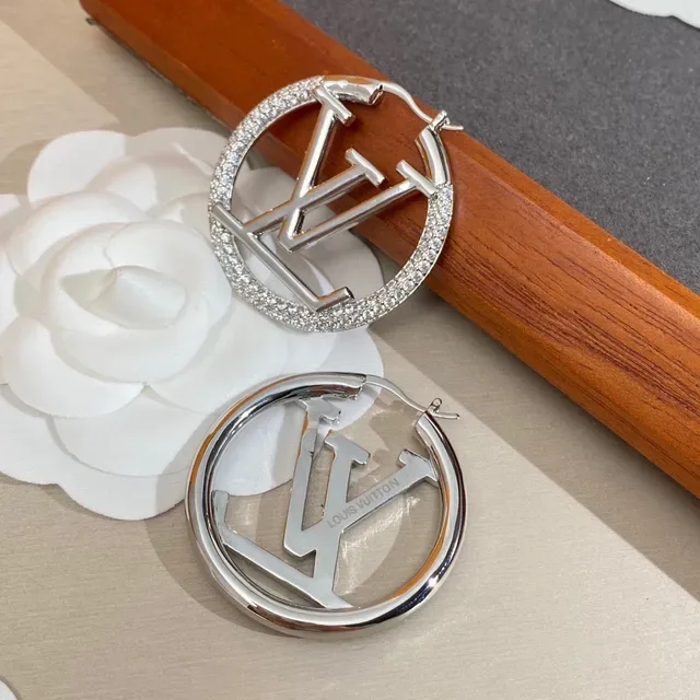 Louis Vuitton LV Circle Hoop Silver Transparent Circular Pavé Crystal Border Earrings 6