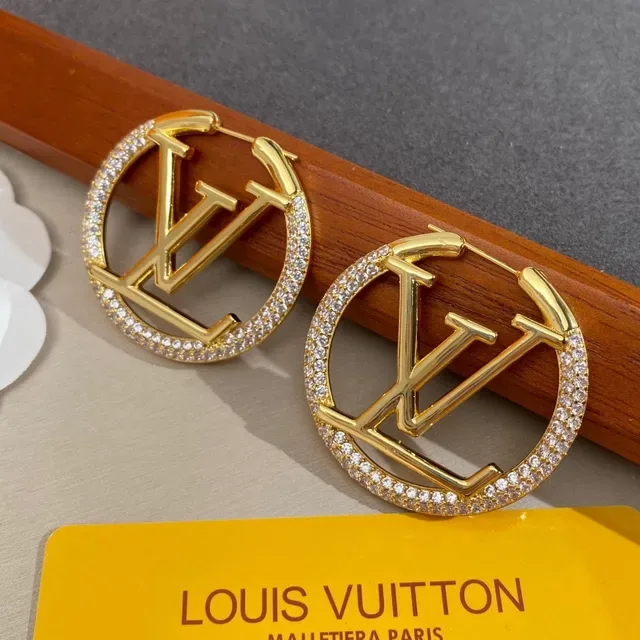 Louis Vuitton LV Circle Hoop Silver Transparent Circular Pavé Crystal Border Earrings 9