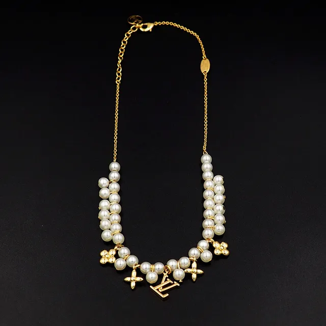 Louis Vuitton LV Flower Gold White Pearl-Strand Necklace 2
