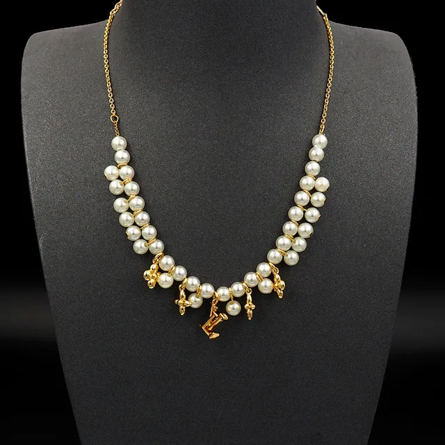 Louis Vuitton LV Flower Gold White Pearl-Strand Necklace 7