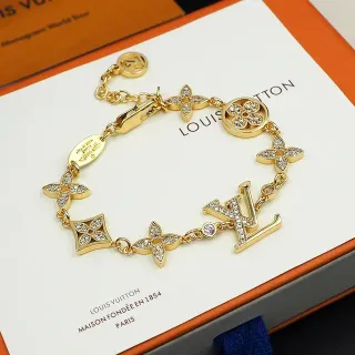 Louis Vuitton LV Flor Pavé-Crystal Oro al tono Pulsera