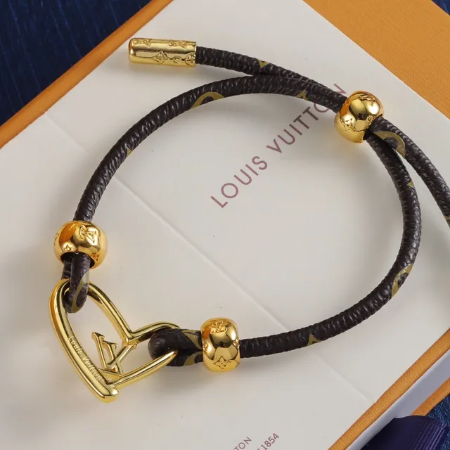 Louis Vuitton LV Heart Black Gold Cord-Wrapped Bracelet 2