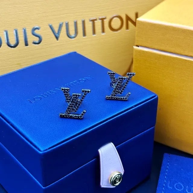 Louis Vuitton LV Iconic Jet Black Pavé Monogram Stud Earrings 5