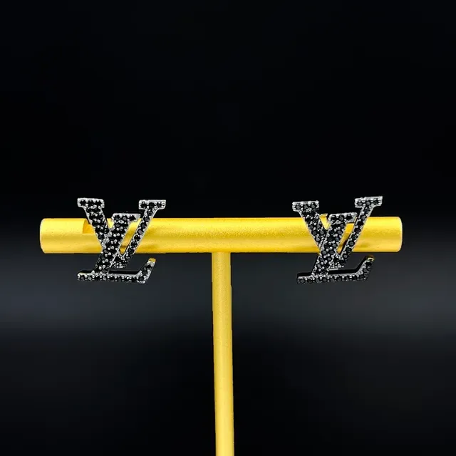 Louis Vuitton LV Iconic Jet Black Pavé Monogram Stud Earrings 7