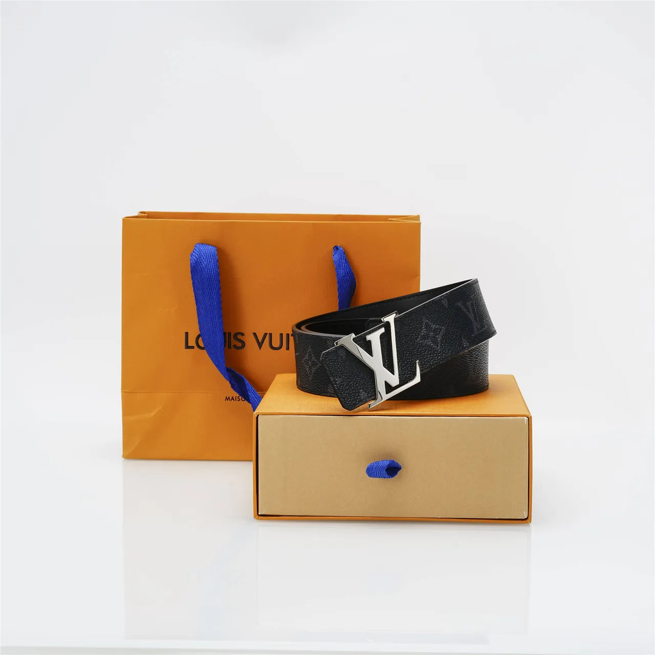 Louis Vuitton LV Initiales Black Monogram Leather Belt 6