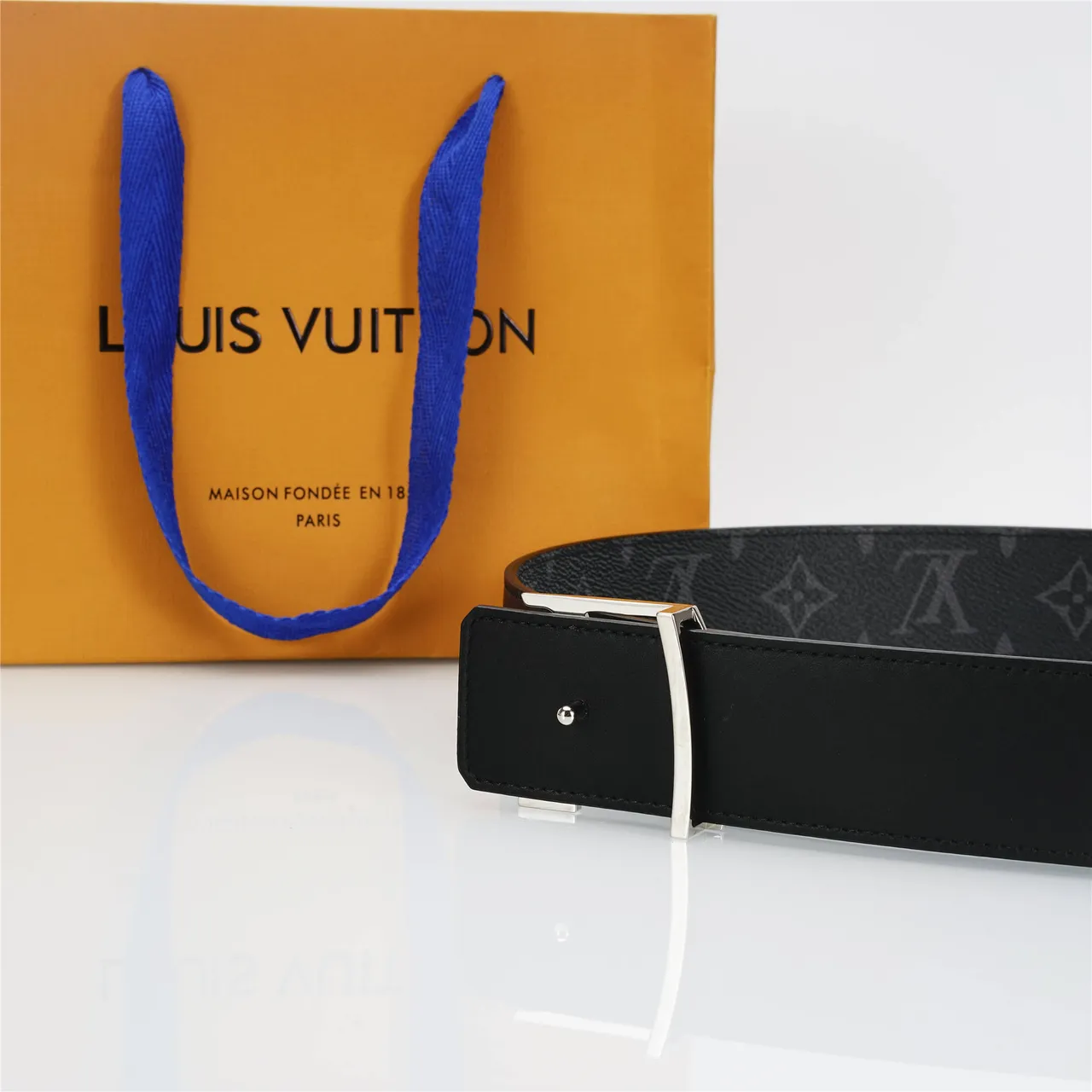 Louis Vuitton LV Initiales Black Monogram Leather Belt 9