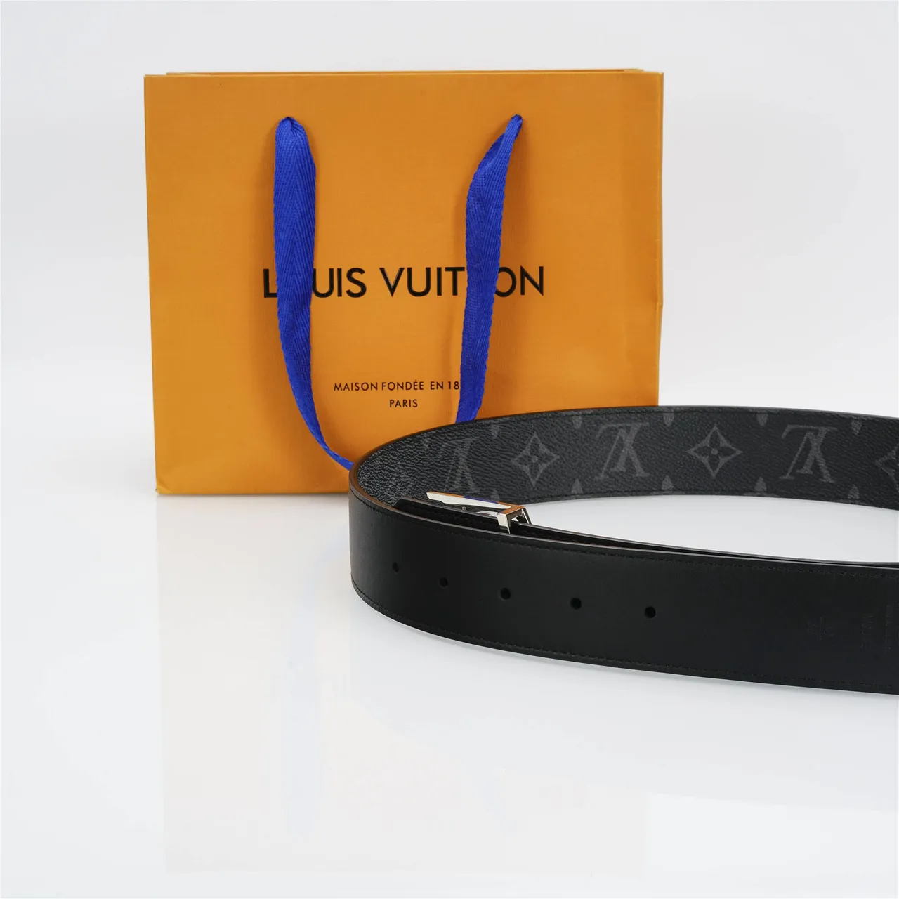 Louis Vuitton LV Initiales Black Monogram Leather Belt 10