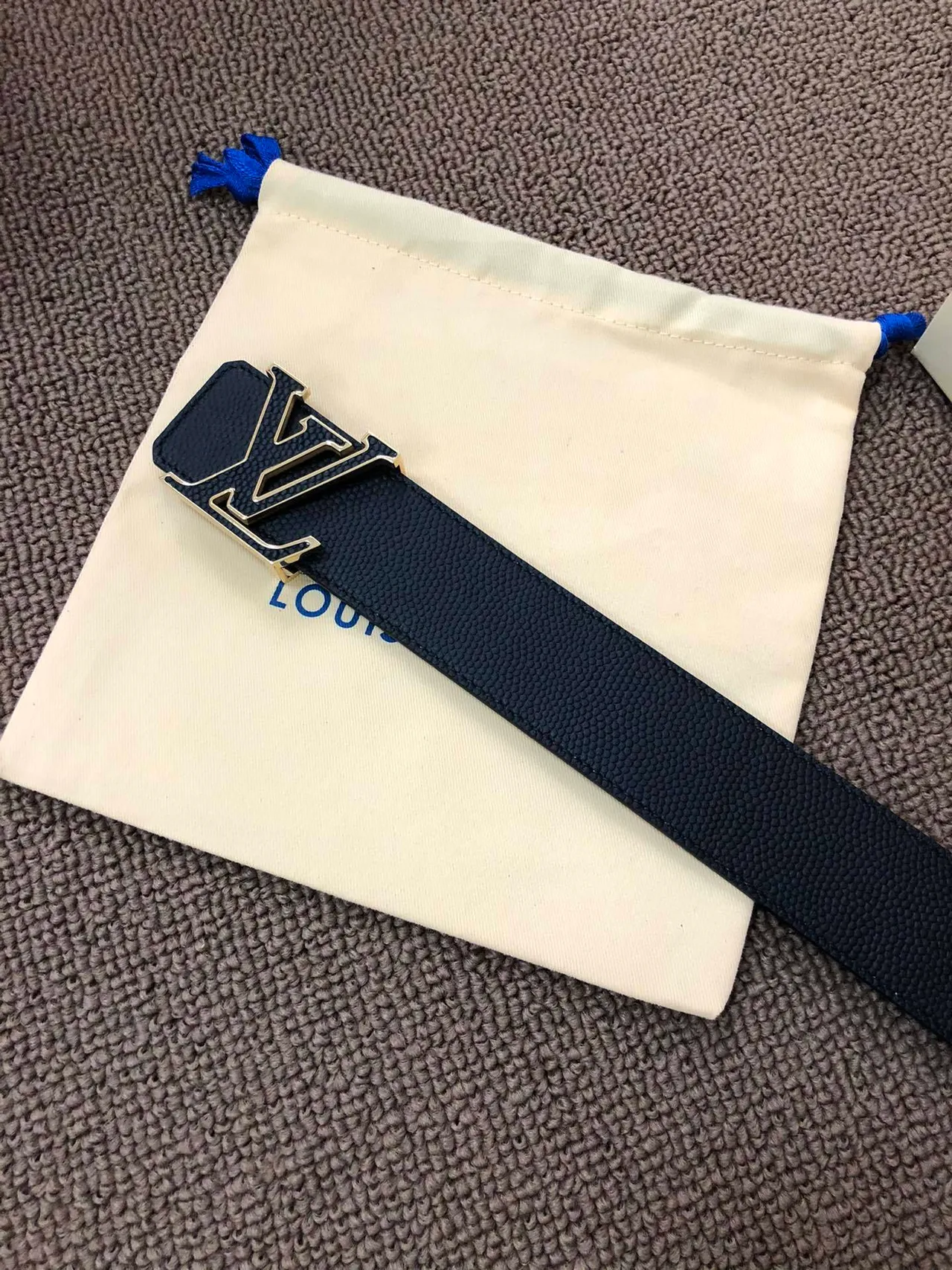 Louis Vuitton LV Initiales Black Pebbled Leather Belt 2