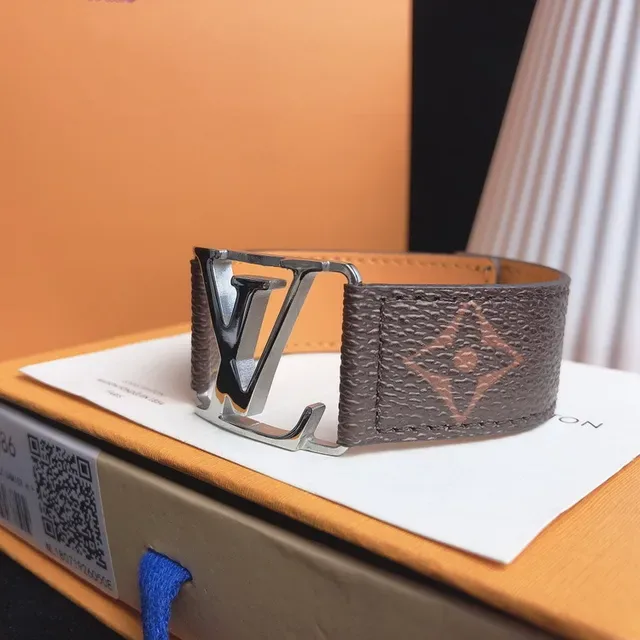 Louis Vuitton LV Initiales Brown Leather Cuff Bracelet 2