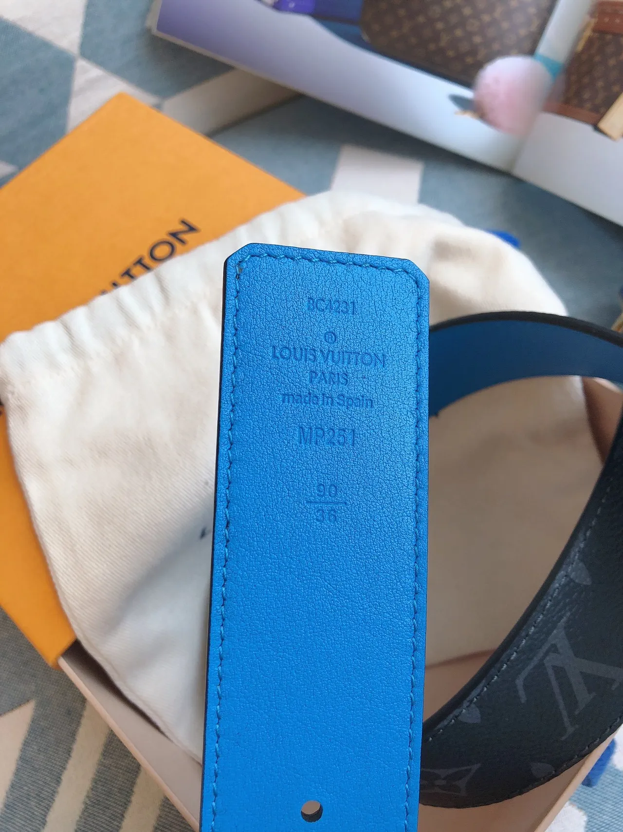 Louis Vuitton LV Initiales Reversible Monogram Grained Leather Belt 3