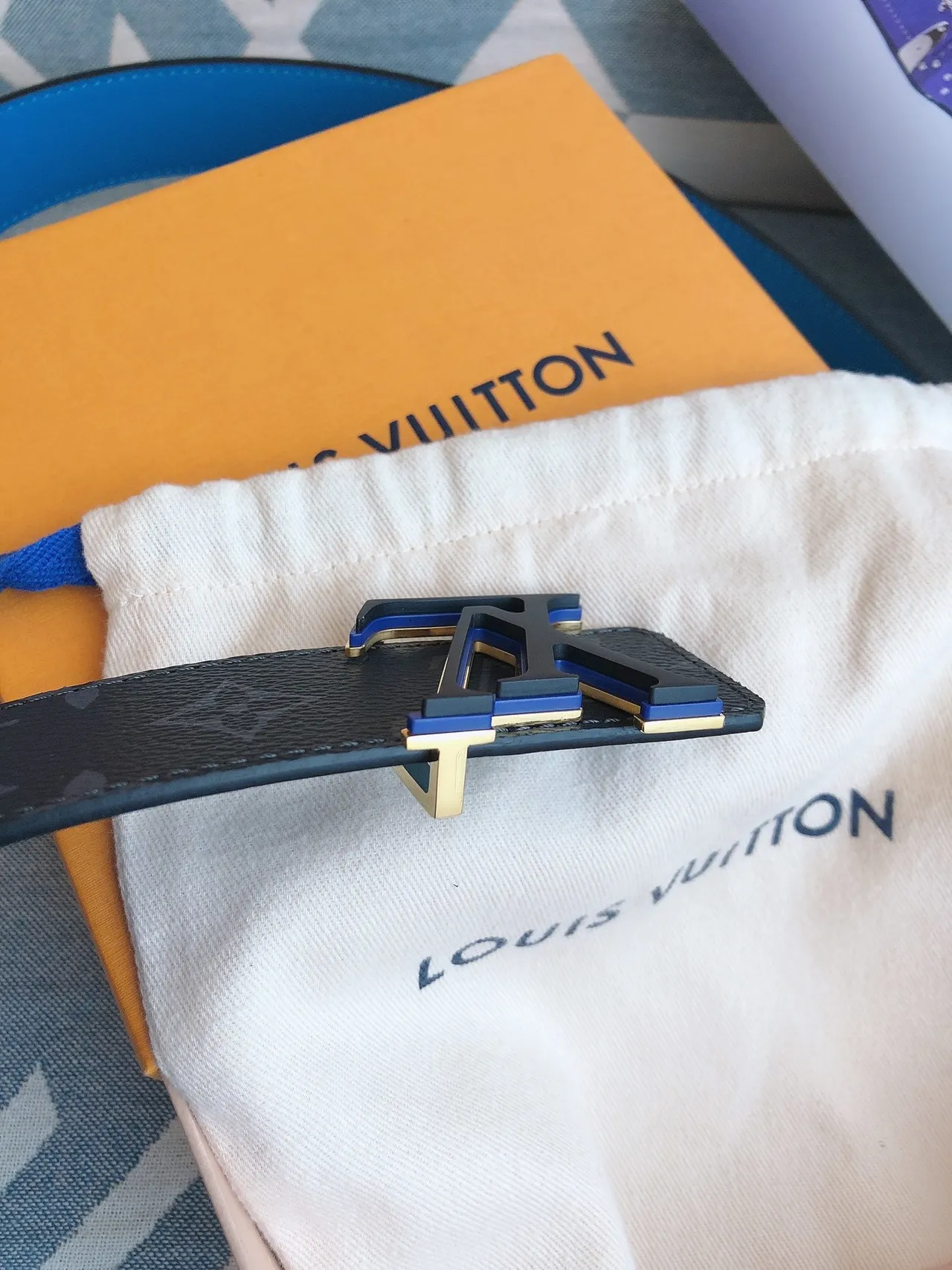 Louis Vuitton LV Initiales Reversible Monogram Grained Leather Belt 6