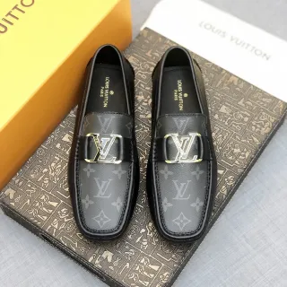 Louis Vuitton LV 乐福鞋 黑色 花押纹 皮革 乐福鞋
