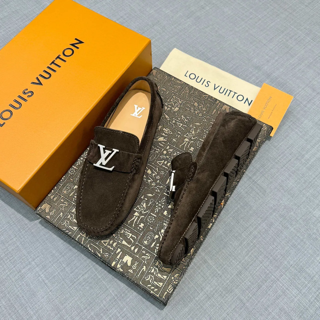 Louis Vuitton LV Loafer Brown Suede Metal Buckle Loafers 2
