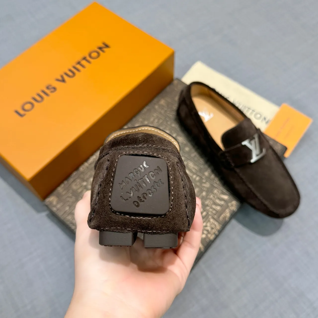 Louis Vuitton LV Loafer Brown Suede Metal Buckle Loafers 4