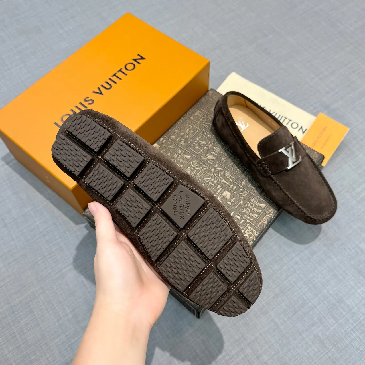 Louis Vuitton LV Loafer Brown Suede Metal Buckle Loafers 5