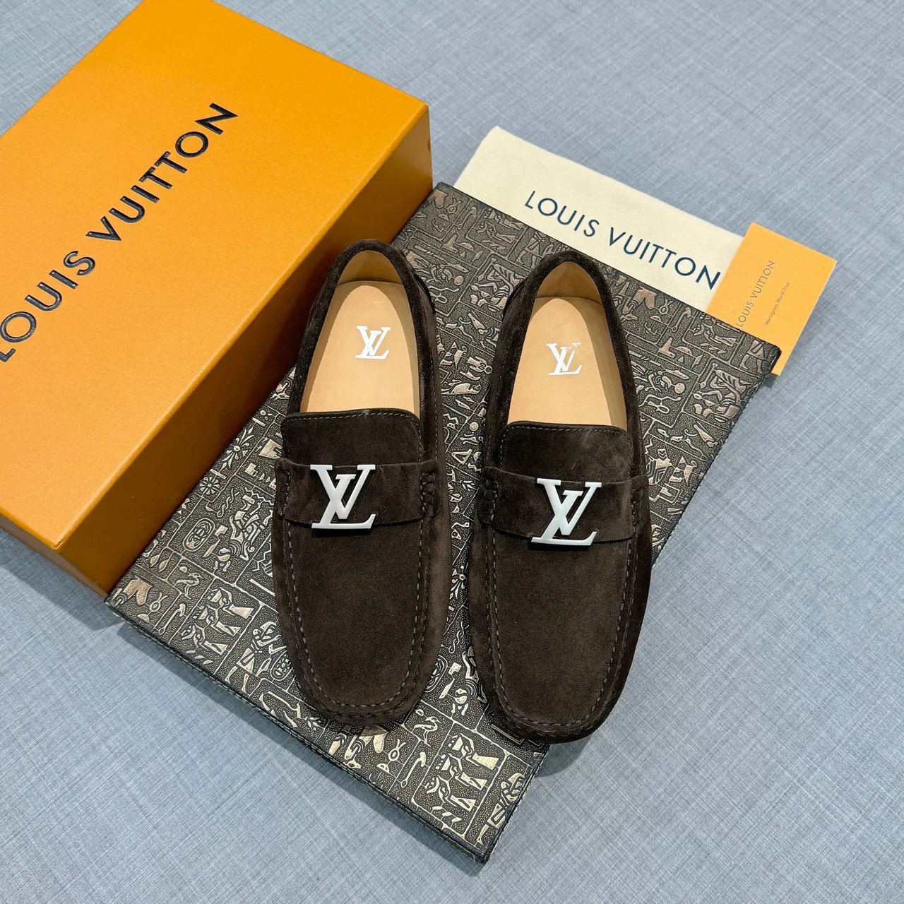Louis Vuitton LV Loafer Brown Suede Metal Buckle Loafers 6