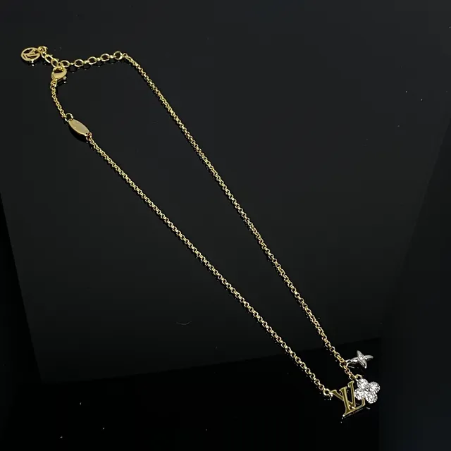 Louis Vuitton LV Monogram and Crystal Flower Pendant Necklace 3
