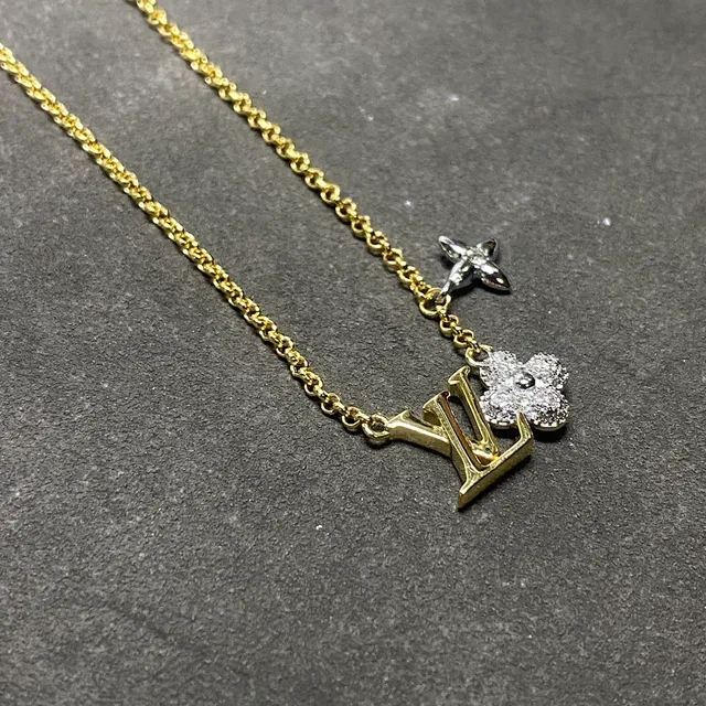 Louis Vuitton LV Monogram and Crystal Flower Pendant Necklace 4