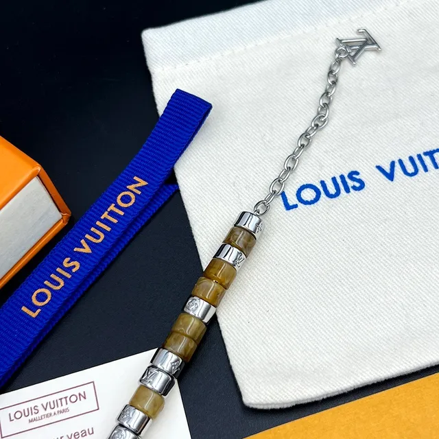 Louis Vuitton LV Monogram Beaded Bracelet Brown Silver Resin And Metal Bracelet 2