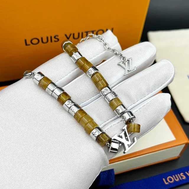 Louis Vuitton LV Monogram Beaded Bracelet Brown Silver Resin And Metal Bracelet 3