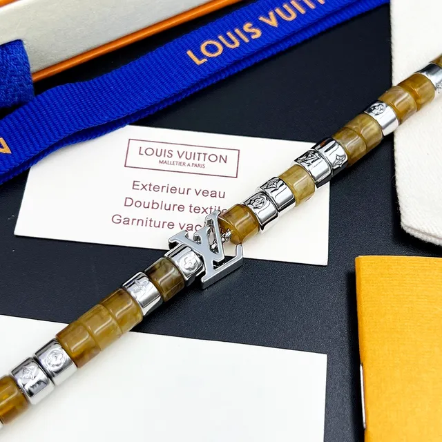 Louis Vuitton LV Monogram Beaded Bracelet Brown Silver Resin And Metal Bracelet 9