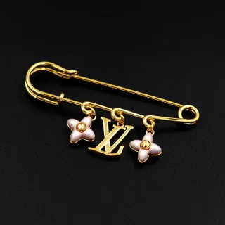 Louis Vuitton LV Monograma Floral Charm Broche Dorado y Rosa con Pin de Seguridad que se Balancea