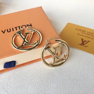 Louis Vuitton LV Monogram Gold-Tone Hoop Earrings