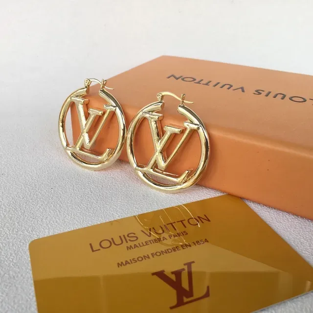 Louis Vuitton LV Monogram Gold-Tone Hoop Earrings 2