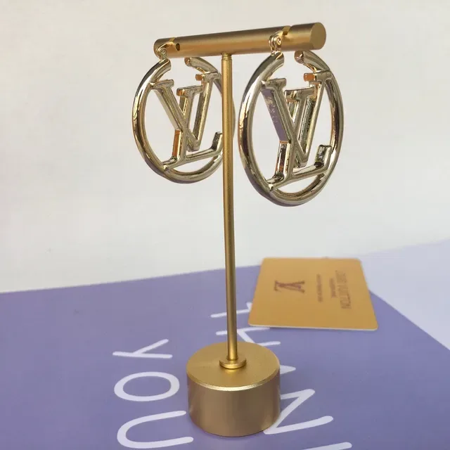 Louis Vuitton LV Monogram Gold-Tone Hoop Earrings 3