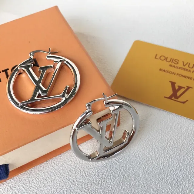 Louis Vuitton LV Monogram Gold-Tone Hoop Earrings 5