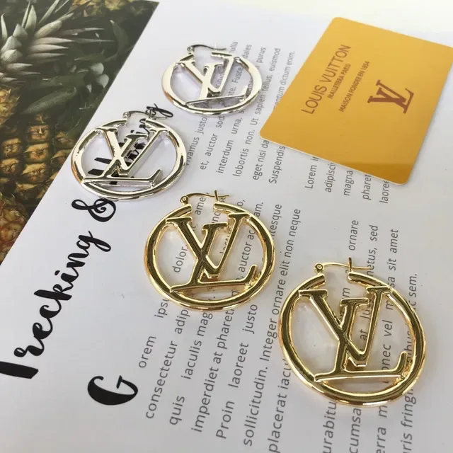 Louis Vuitton LV Monogram Gold-Tone Hoop Earrings 8