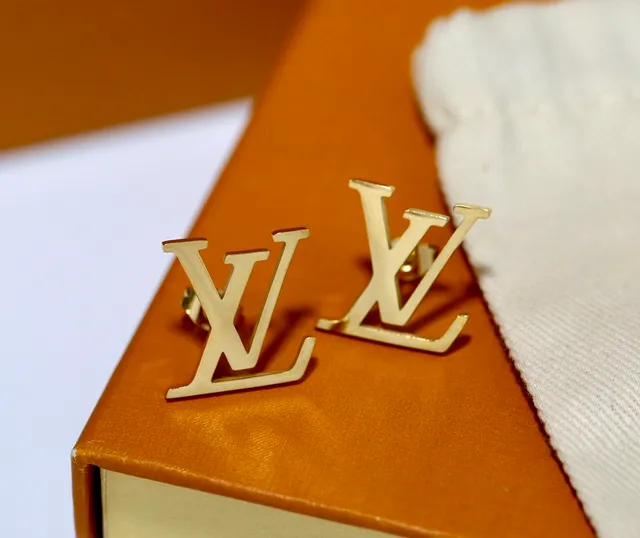 Louis Vuitton LV Monogram Logo Stud Earrings 5
