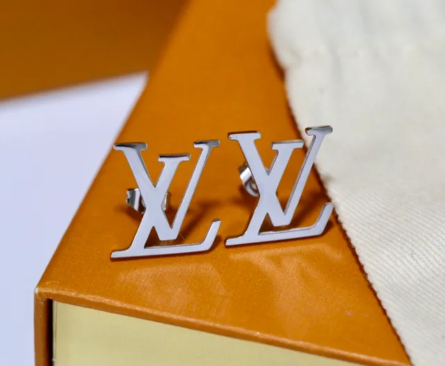 Louis Vuitton LV Monogram Logo Stud Earrings 6