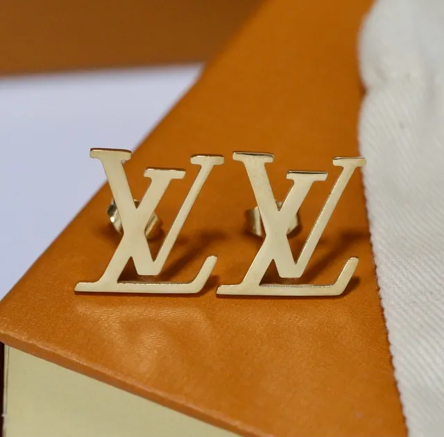 Louis Vuitton LV Monogram Logo Stud Earrings 7