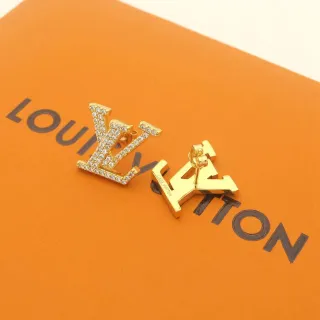 Louis Vuitton LV Monogram Pavé and Polished Gold Stud Earrings