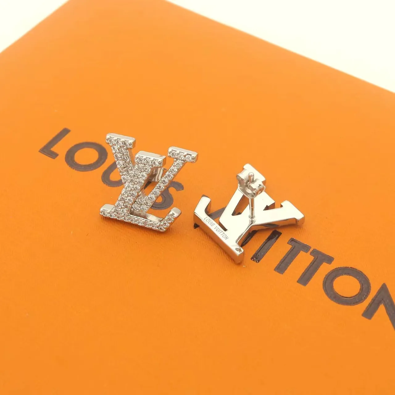 Louis Vuitton LV Monogram Pavé and Polished Gold Stud Earrings 6