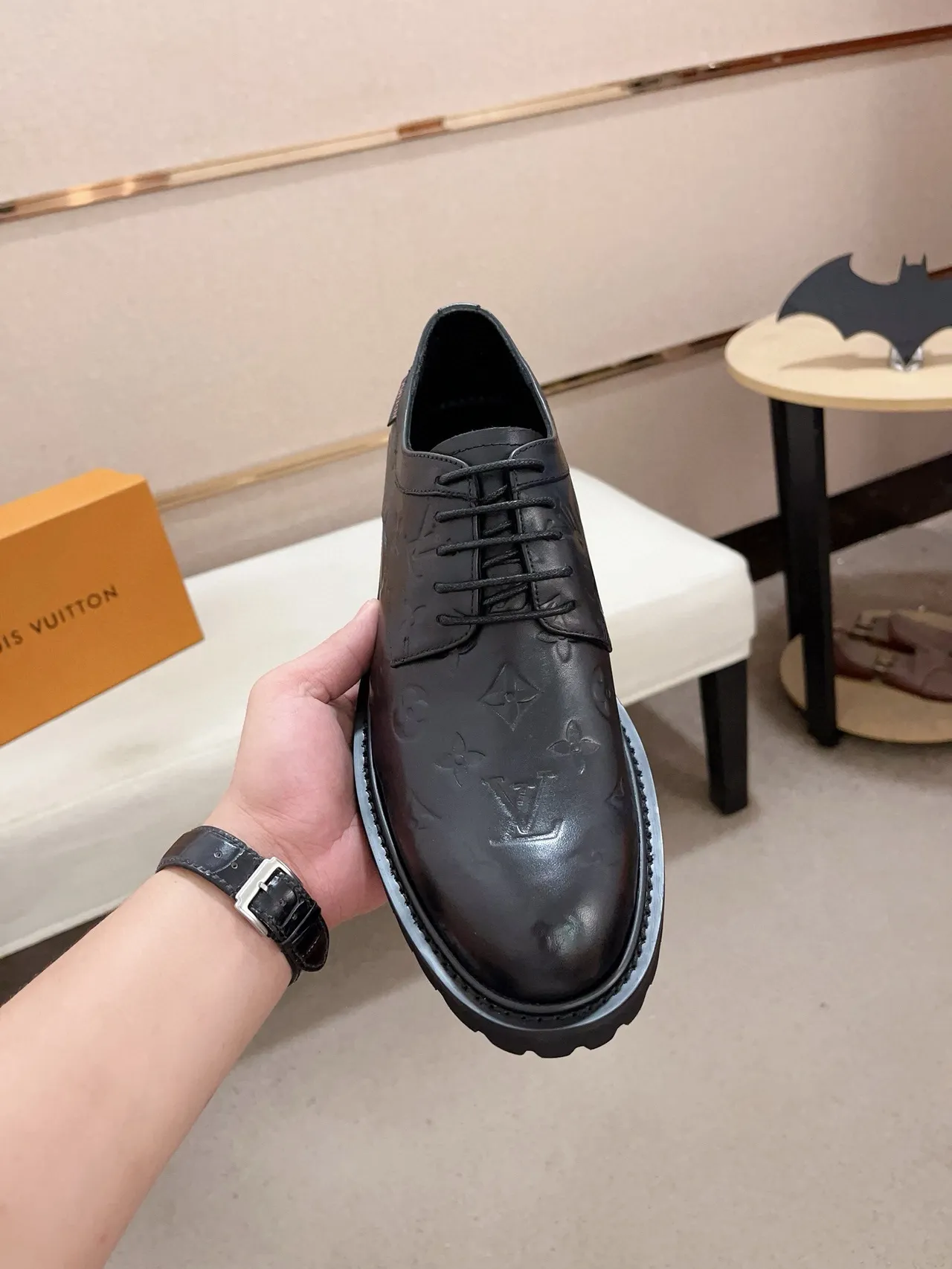 Louis Vuitton LV Trail Embossed Monogram preto Oxford sapatos 5