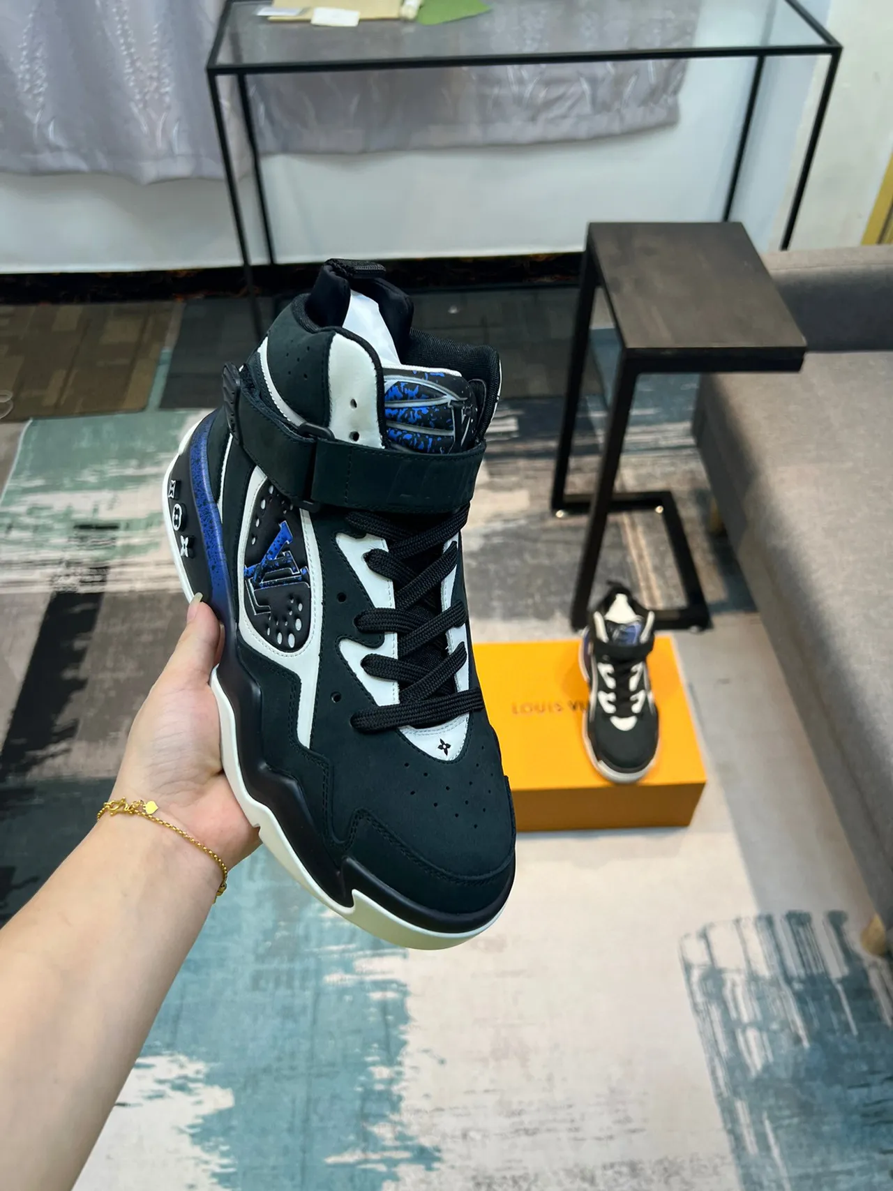 Louis Vuitton LV Trainer 2 Sneakers Black White Blue Lifestyle Sneakers 6