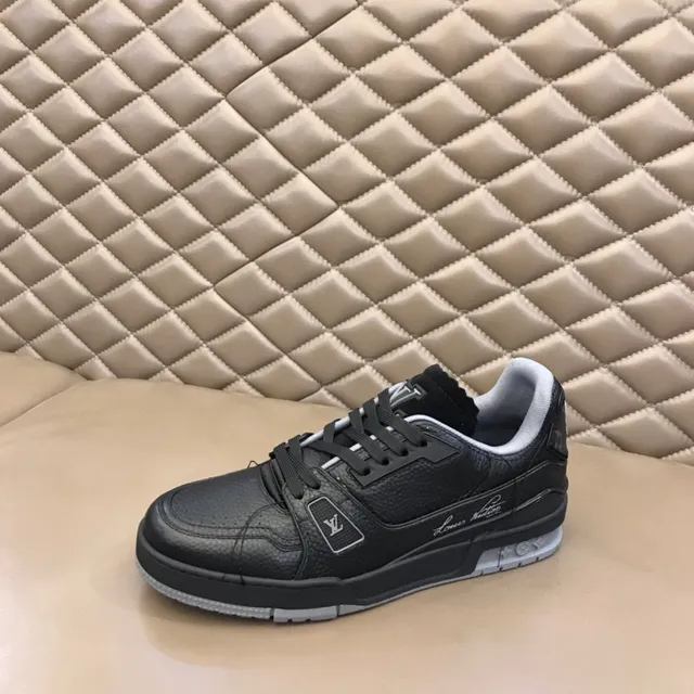 Louis Vuitton LV Trainer Black Gray Pebbled Leather Upper Layered Sculpted Midsole Lifestyle Sneakers 5