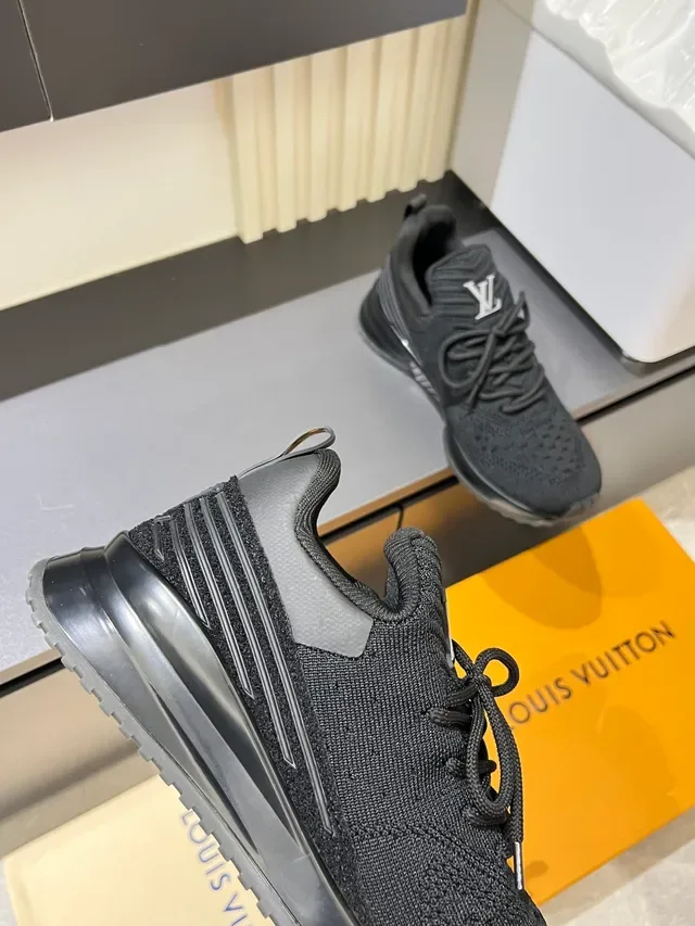 Louis Vuitton LV Trainer Black Knit Upper Sculpted Midsole Lifestyle Sneakers 3