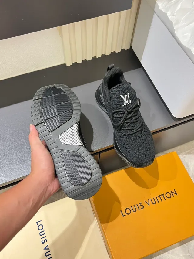 Louis Vuitton LV Trainer Black Knit Upper Sculpted Midsole Lifestyle Sneakers 4