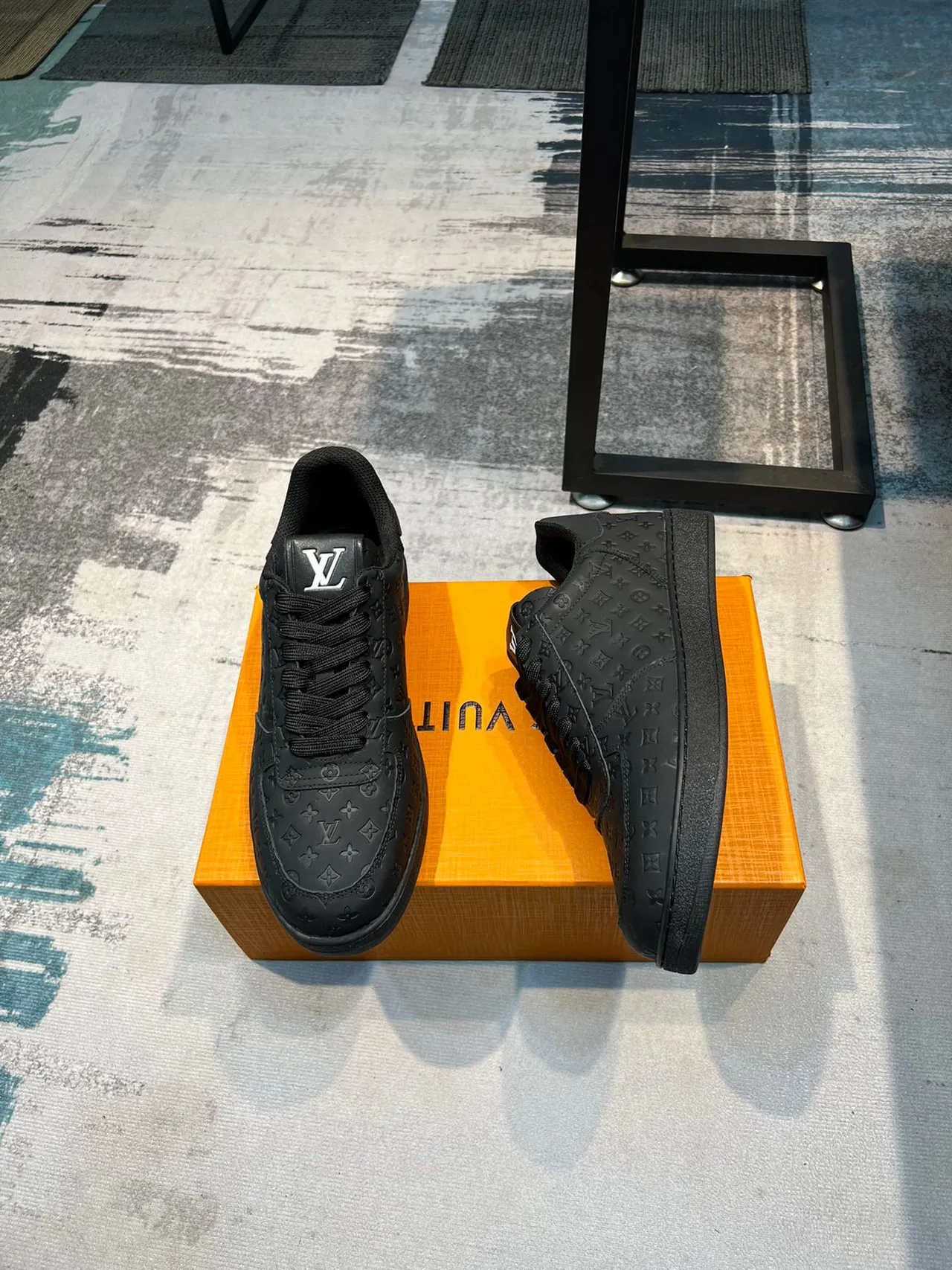 Louis Vuitton LV Trainer Black Monogram-Embossed Leather Low-Top Lifestyle Sneakers 4