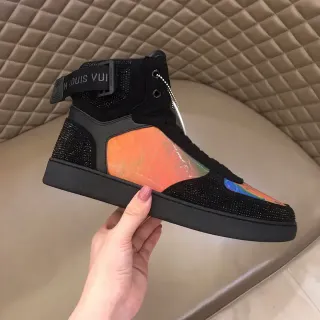 Louis Vuitton LV Trainer Negro Multicolor Alto Cristal Embellished Malla Zapatillas Lifestyle