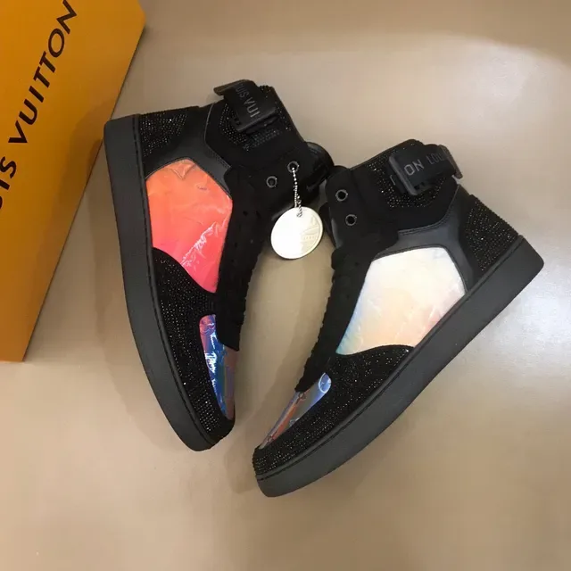 Louis Vuitton LV Trainer Black Multicolor High-Top Crystal-Embellished Mesh Lifestyle Sneakers 8